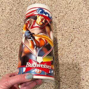 Vintage Budweiser Patriotic Red White Blue Baseball Body Ceramic Mug